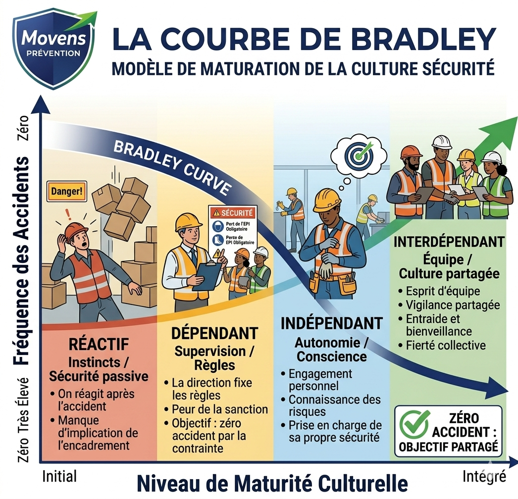 La culture sécurité en nouvelle-Aquitaine et Occitanie avec la courbe de Bradley