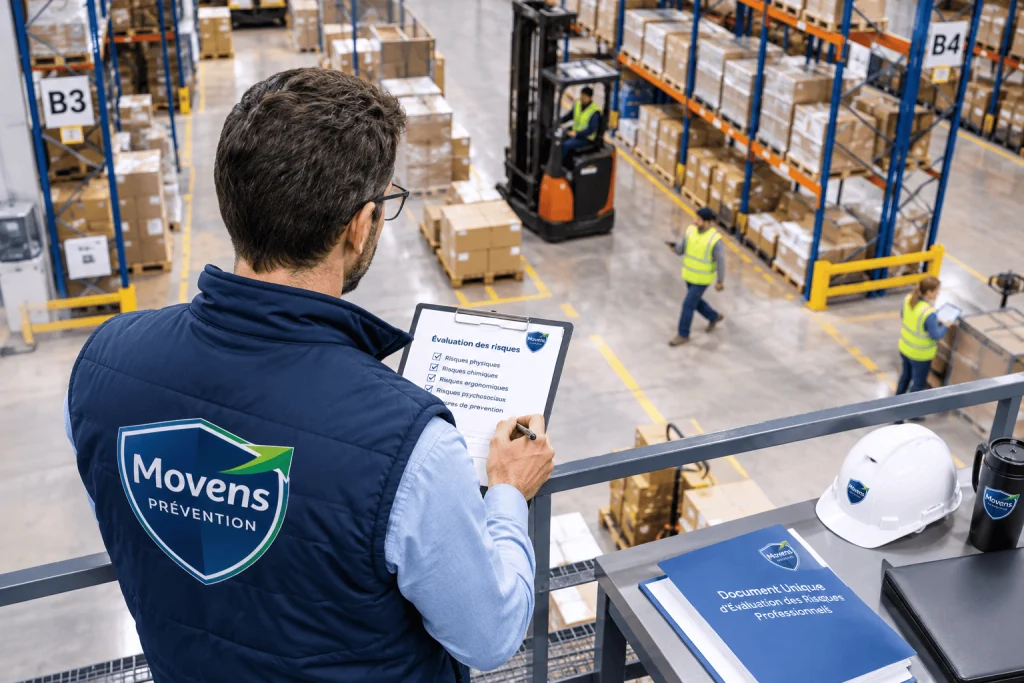 Consultant Movens Prévention mettant à jour un DUERP
